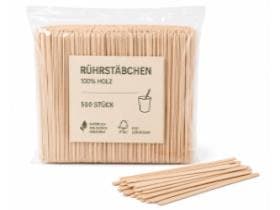 Rührstäbchen aus Birkenholz FSC 100%, 140 x 5 x 1 mm, ungehülst