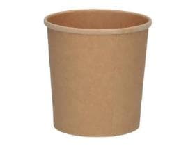 Suppencontainer aus Karton, braun,400 ml mit PLA-Beschichtung, Ø 96mm, Höhe:100mm