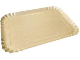 Servierplatte 42 x 28, rechteckig, einseitig mit braunem Kraftpapier besch