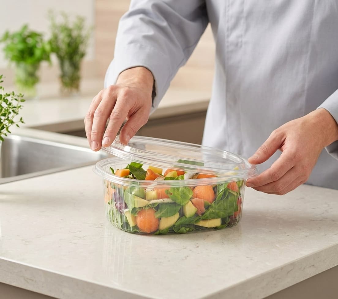 Salatschalen.\nFrisch präsentiert.