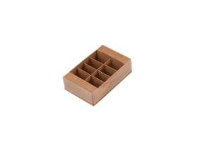 Kraft, Macarons Box, Inkl. Deckel PVC 165x105/50mm, aufgerichtet geliefert