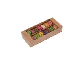 Kraft, Macarons Box, Inkl. Deckel PVC 250x105/50mm, aufgerichtet geliefert