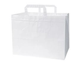 Papiertragetaschen Kraft weiss 100 gm2, unbedruckt, 320 + 200 x 230 mm, mit