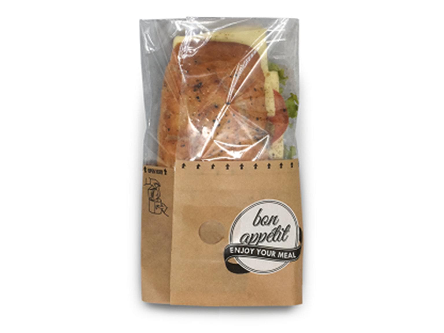 Snack Bag Fifty-Fifty PET, Grösse L, 21.5 x 7.5/5 x 13 cm, Kraftpapier braun