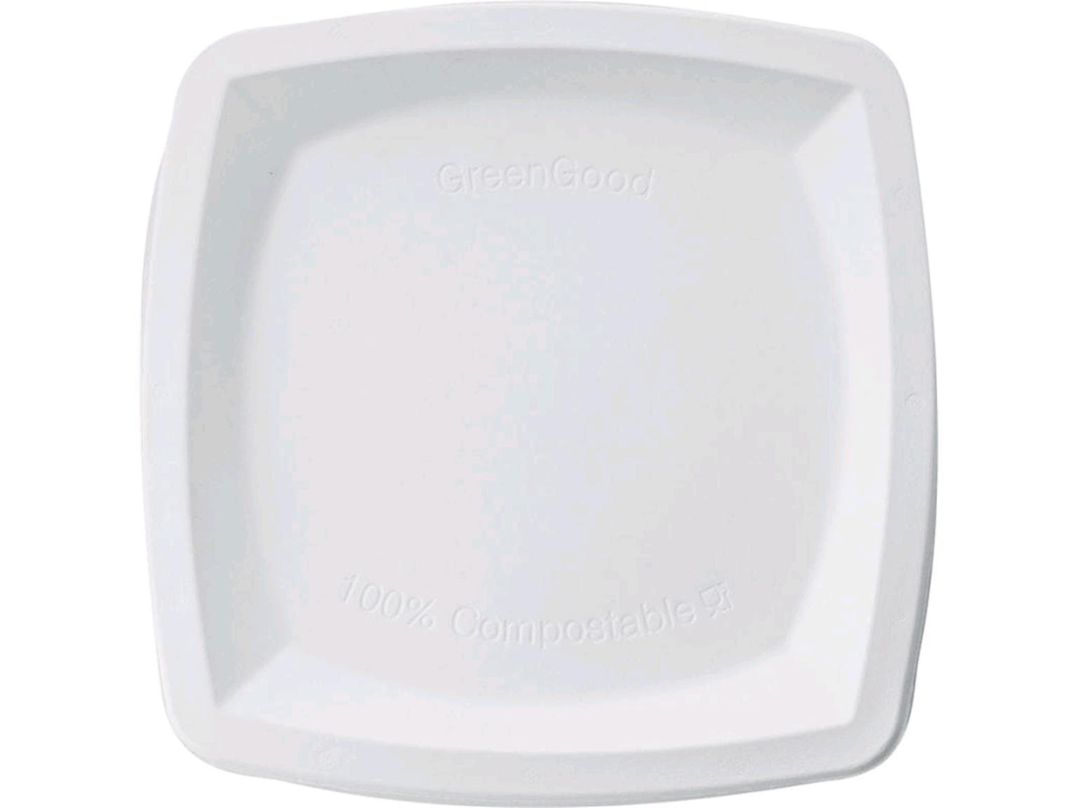 Teller aus Bagasse quadratisch, 20 x 20 cm, weiss