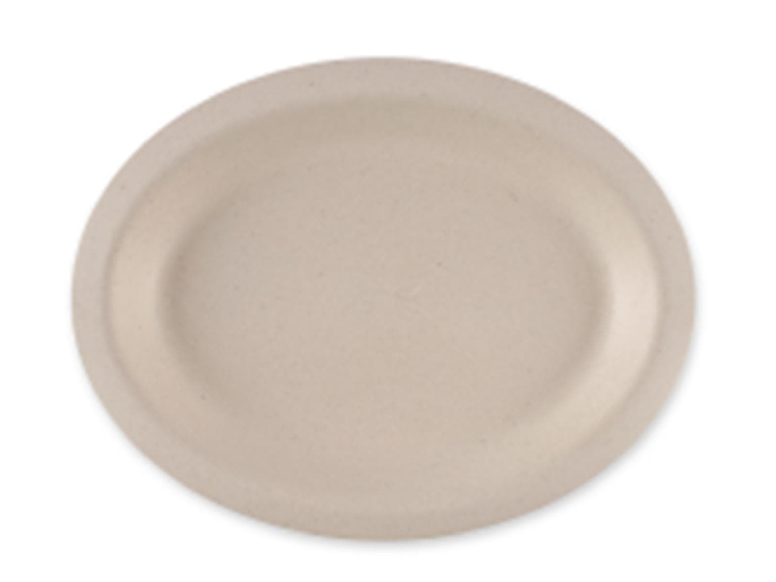 Teller Bagasse oval, 26 x 20 cm natur, öl & fettbeständig