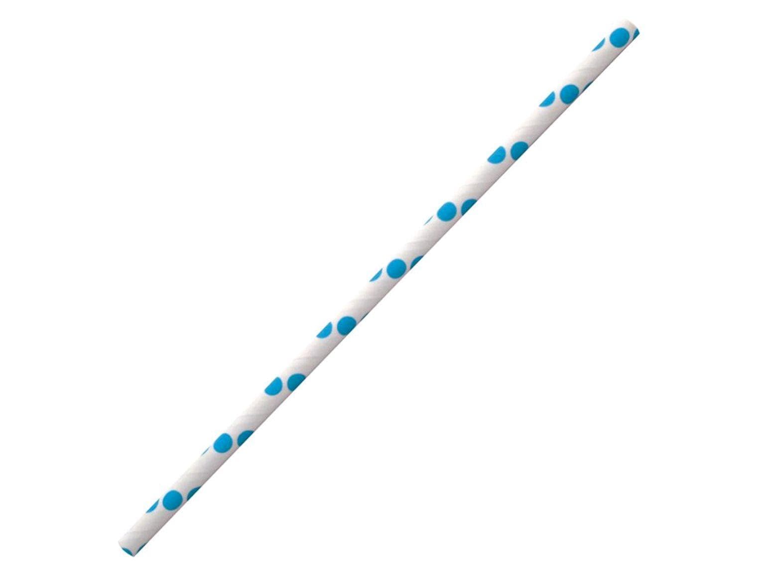 Papiertrinkhalme gerade, ø 6 mm, Länge 195 mm, Farbe blau/weiss