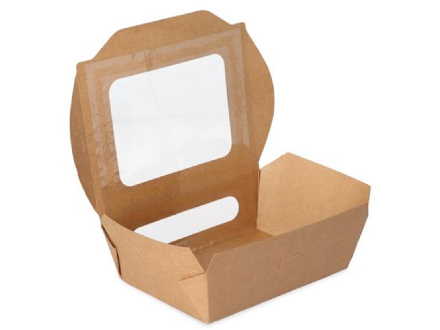 Salatbox aus braunem Kraftkarton, 2000 ml, 215 x 162 x 64 mm, innen