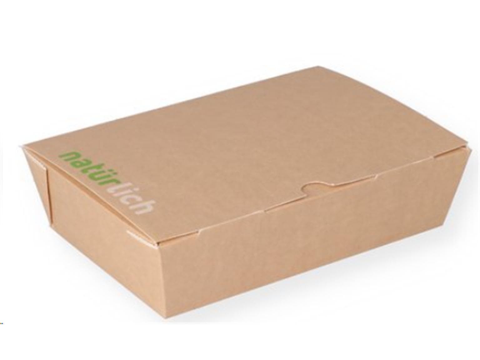 Lunch-Box eckig aus brauner Wellpappe, 220 x 165 x 37 mm, innen weiss (PET-