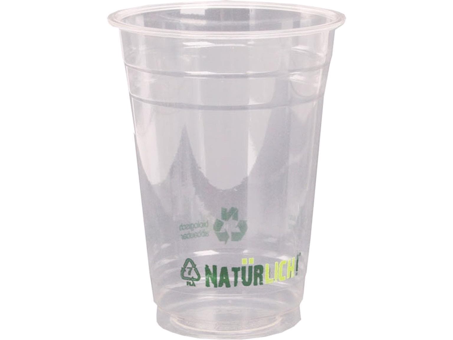 BIO Clear Cup aus PLA transparent, 5 dl, ø 96 mm, mit Standarddruck