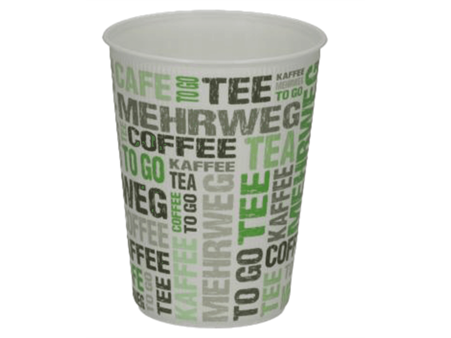 Kaffeebecher mit Deckel aus Kunststoff Ø 90 mm, Höhe 115 mm, 4 dl, weiss