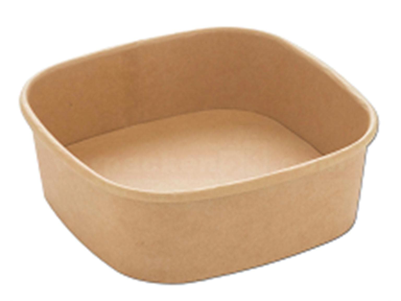 Schale aus braunem Kraftkarton, quadratisch, 1000 ml, 170 x 170 x 56 mm,