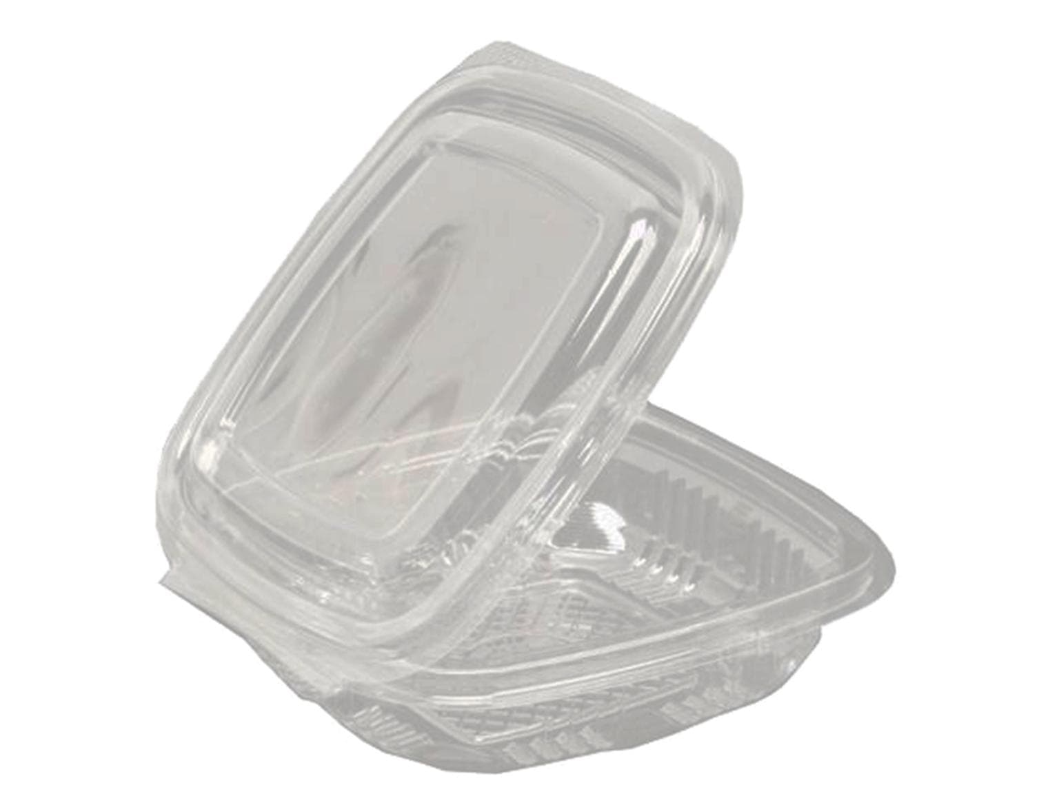 Salatschalen eckig, 500 ml, aus PET/rPET transparent, 125 x 113 x 73 mm