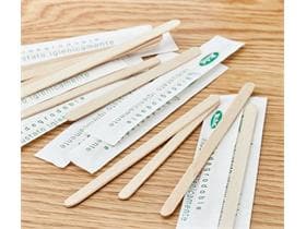 Rührstäbchen aus Birkenholz, 110 x 6 x 1 mm, einzeln verpackt,