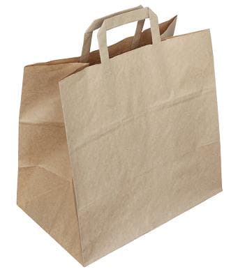 Papiertragetaschen aus braunem Kraftpapier 90 gm2, 26 + 17 x 27 cm,