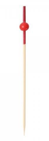 Bambus-Fingerfoodspiess KUGEL, 9 cm natur mit roten Kugeln,