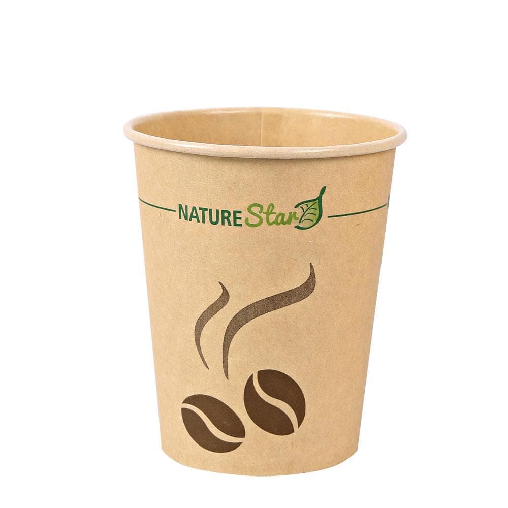 Kaffeebecher 3 dl braun, aus umwelt- freundlicher Pappe, beschichtet mit PLA,