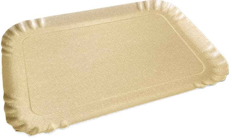 Servierplatte 28 x 19 cm, rechteckig, einseitig mit braunem Kraftpapier besch