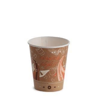 Trinkbecher "Playlist" aus Pappe, 3 dl Ø 90 mm, Höhe 111 mm, braun