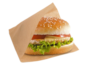 Hamburgerbeutel aus braunem Pergament- ersatz, fettdicht, 15 x 16 cm, 2-seitig