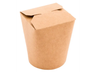 Food Box rund aus braunem Kraft- karton, 650 ml, PE-beschichtet,