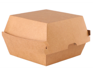 Hamburgerbox eckig aus braunem Karton, 130 x 130 x 110 mm, innen